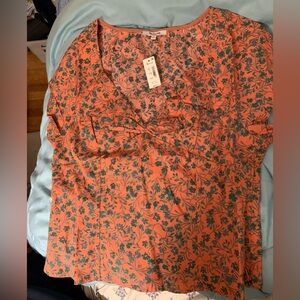 Madewell Orange Floral Top